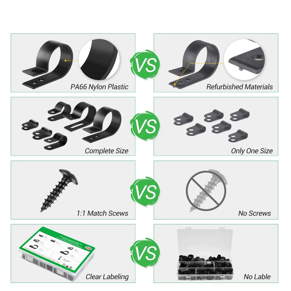 300 قطعة خط إدارة الكبلات النايلون C شكل مشابك كابلات المشبك Esk مكتب حامل السلك الكهربائي سلك السحابة المشبك تصنيف #5