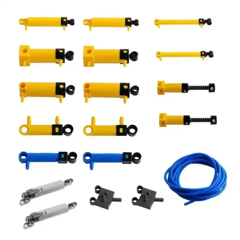 Pneumatisches Teile-Set Zylinder Tank Schalter Schlauch Verbinder-Kit für Technische MOC Mechanische Bausteine DIY Spielzeug
