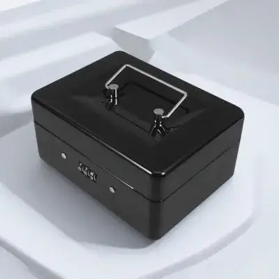 Small Safe Box Lockable Steel Cash Box Combination Lock Portable Large Capacity Money Organizer Hidden Storage Outdoor Key Safe
