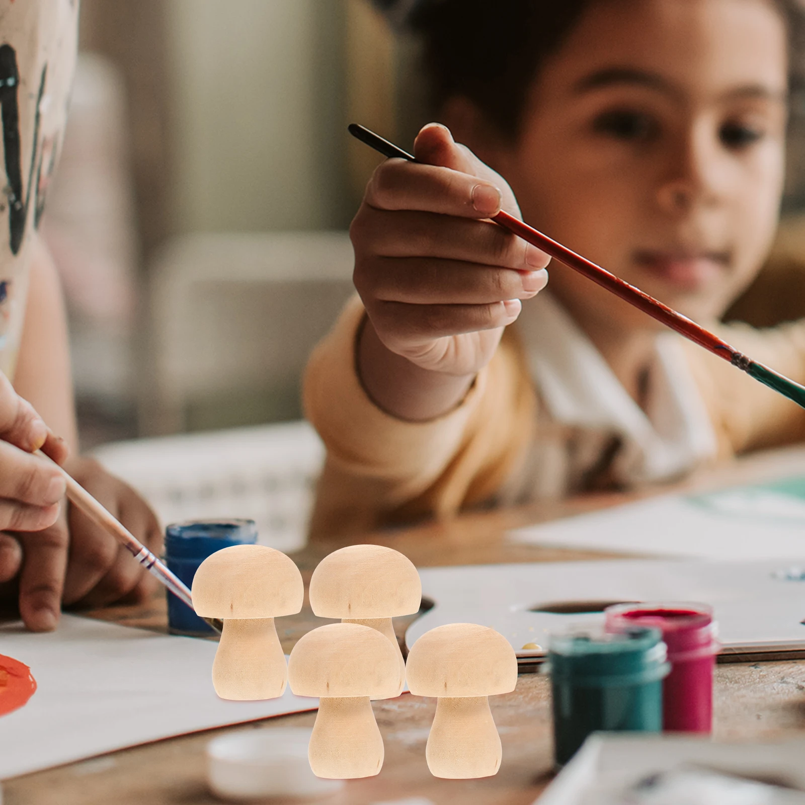 

10 Pcs Toy Set Wooden Mushroom Ornament Child Decoration Miniature Mushrooms Indoor