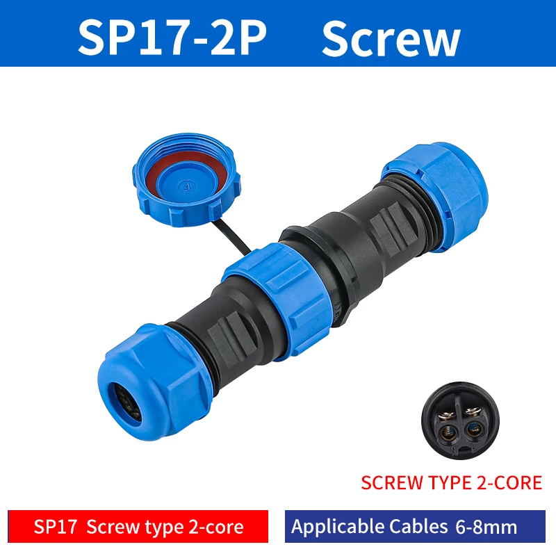 JINH 1/5Pcs Screw Terminal SP17 2/3 Pin Aviation Plug, IP68 Waterproof Inline Connector, Male Female Panel Mount Kit