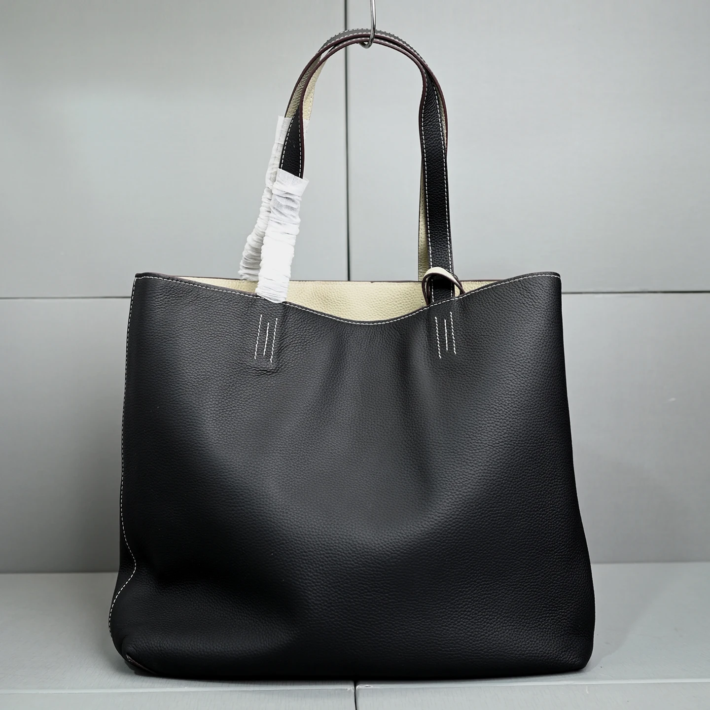 

Большая вместительная сумка-тоут из мягкой кожи, двусторонняя сумка из воловьей кожи с верхним слоем, дорожная сумка на плечо, высококачественная текстура, новинка