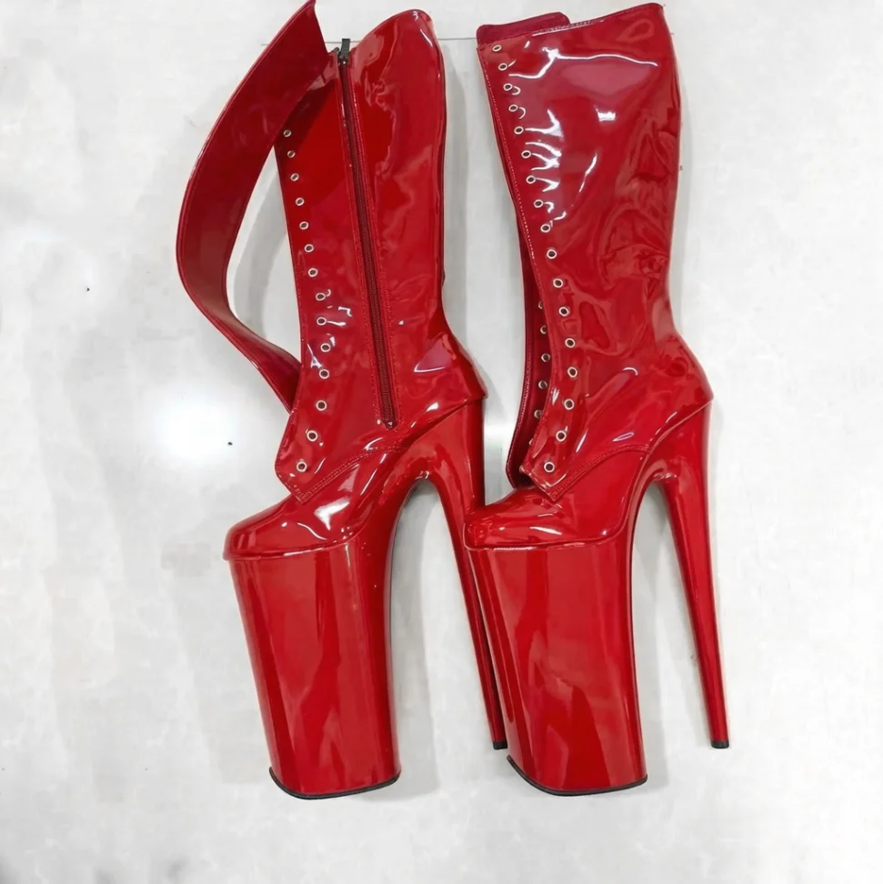 Women's 26cm 10 Inch Thigh High Boots Lace Up Stiletto Heels Red Black White Gothic Punk Stage Performance Pole Dance Exotic