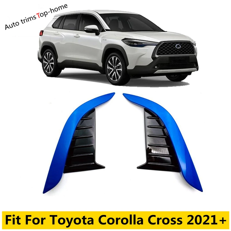 

ABS Chrome Blue Front Rear Fog Light Lamp Eyelid Eyebrow Cover Trim Molding Bezel Garnish For Toyota Corolla Cross 2021 - 2024