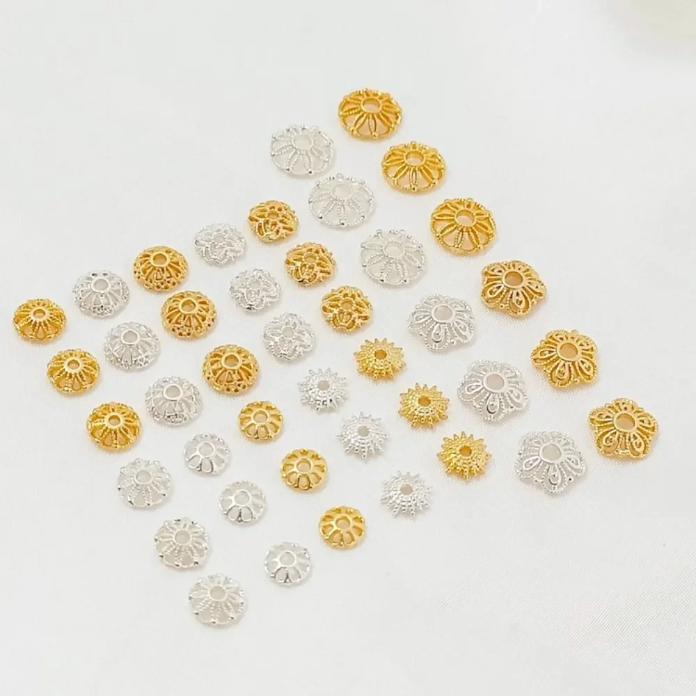 Silver 18K Gold-encrusted Hollowed-out Flower Stand 6/8mm Lace Bead Stand, DIY Handmade Bracelet, Necklace and Accessory