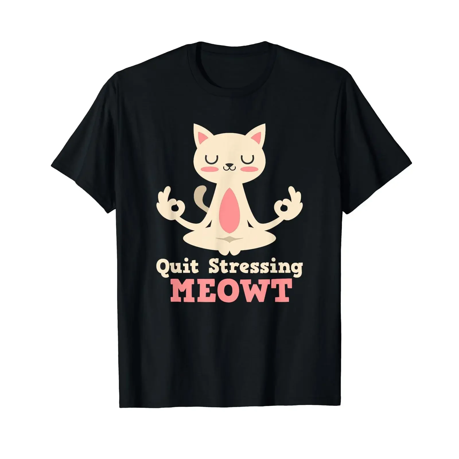 Funny Cat Yoga Lover Humor Saying Quite Stressing Meowt T Shirt for Kids vintage Washed fashion Versatile Slightly