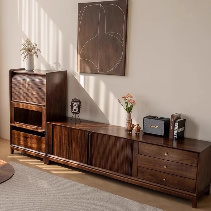 

TV cabinet Solid wood living room Simple log retro cabinet Locker