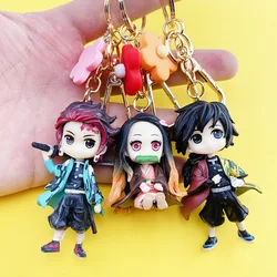 Cartoon Demon Slayer Key Chain Kimetsu No Yaiba Doll Toy Blade of Ghost Keychain Car Pendant Backpack Hangings Kids Xmas Gift