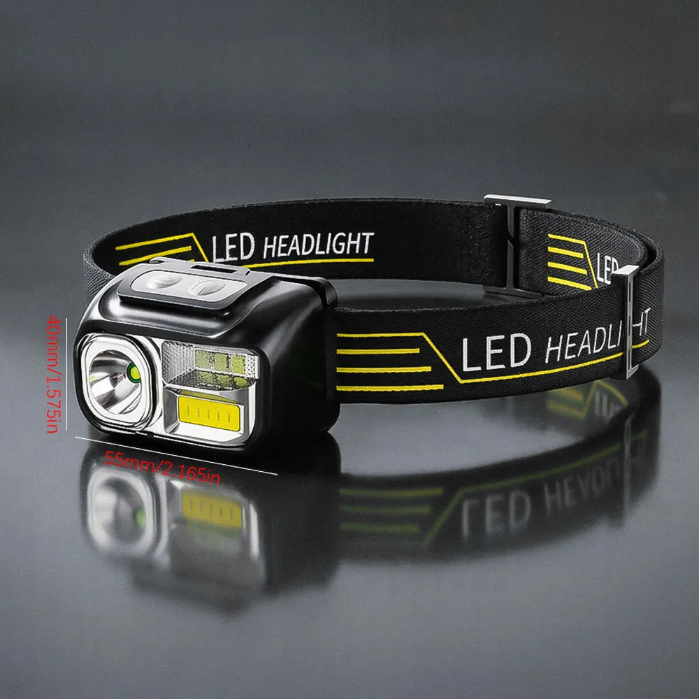 Newest Sensing Head Lamp Induction Head Light USB Rechargeable Headlamp + Built-in Battery White / Red LED Fishing Flashlight