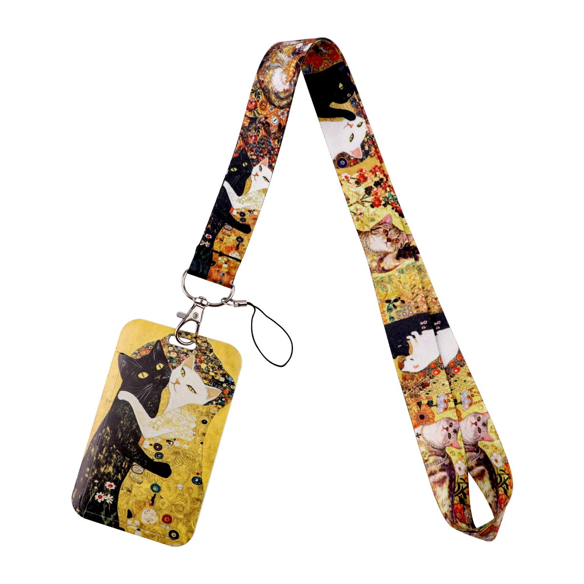 Cute Cat Art Credential Holder Kiss Cat Print Lanyards for Key Neck Strap For Card Badge Gym Keychain Keyring Accessories Gifts