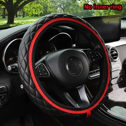 A PU embroidered leather skin leather stereo car without inner ring steering wheel cover fits 14.5-15 inch automotive supplies