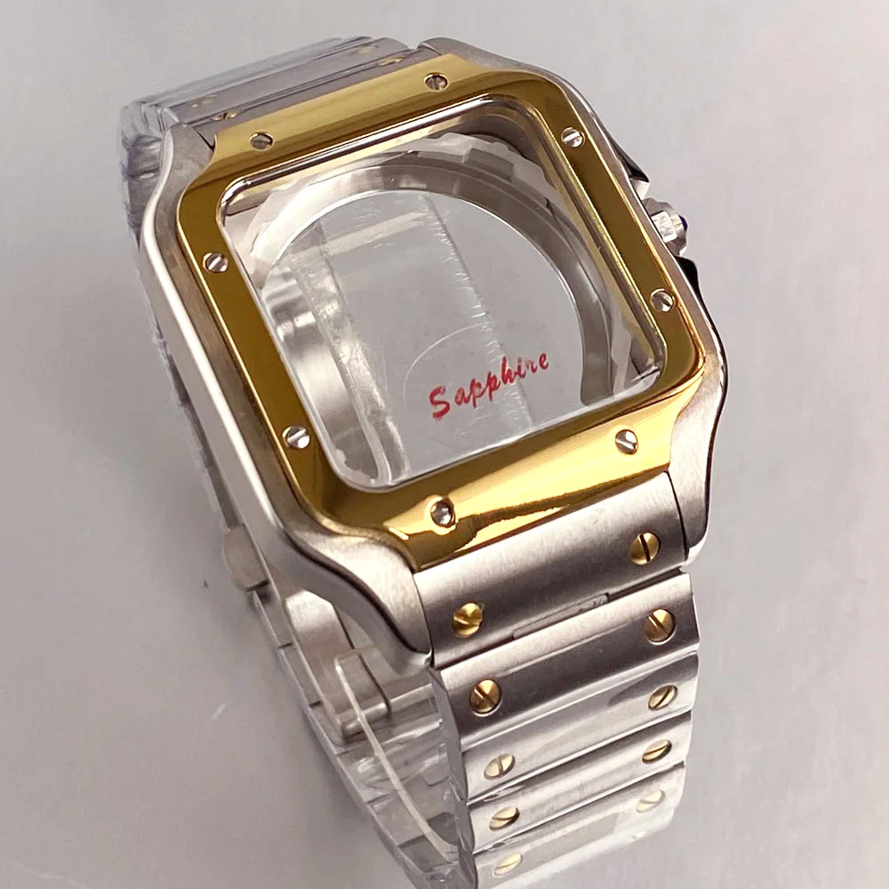 

Two Tone Watch Accessories 316L Stainless Steel 38mm Square Case Dial Roman numerals Hand Set Fit for NH35A NH36A Meterial Glass