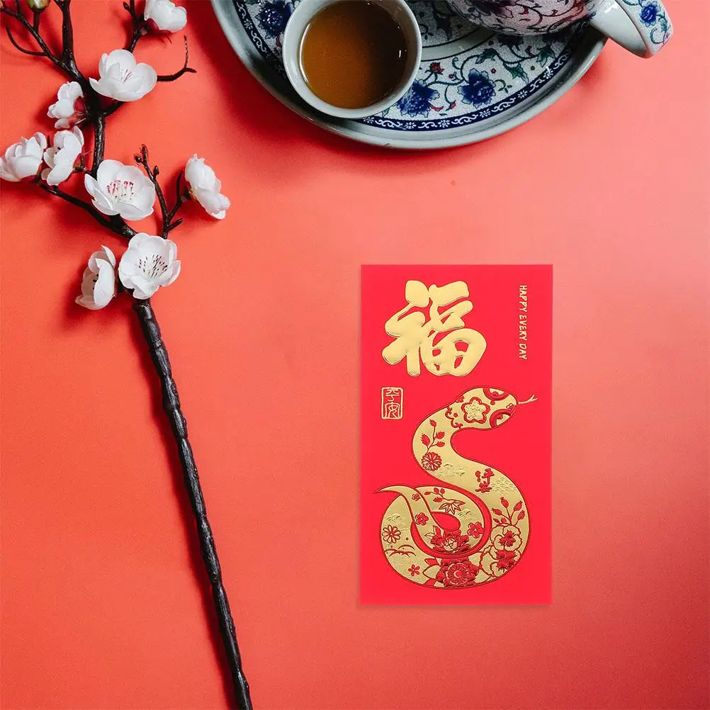 60 uds. Sobres rojos Año de serpiente Año Nuevo Chino bolsillos para dinero de la suerte Festival de Primavera Hong Bao sobres de papel decorativos