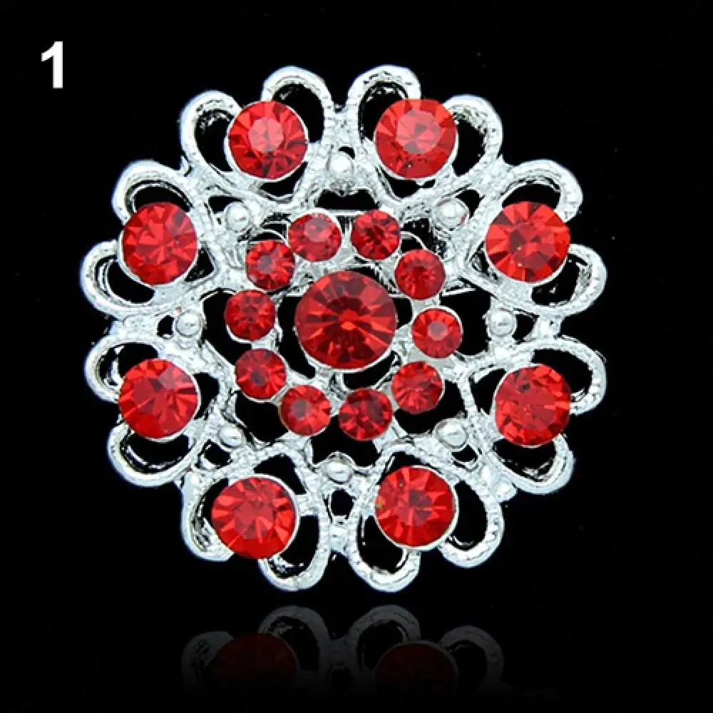 Luxury Rhinestone Crystal Brooch Women Hollow Out Collar Pin Silver Plated Flower Jewelry Brooche Pin Elegant