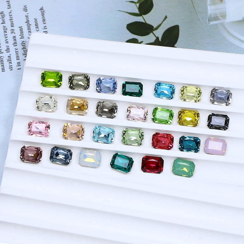 8*6MM Octagon Shape K9 Crystal Rhinestone Glue On Fancy Stone Glitter Pointback Stone High Quality Glass Beads For Nail Art DIY