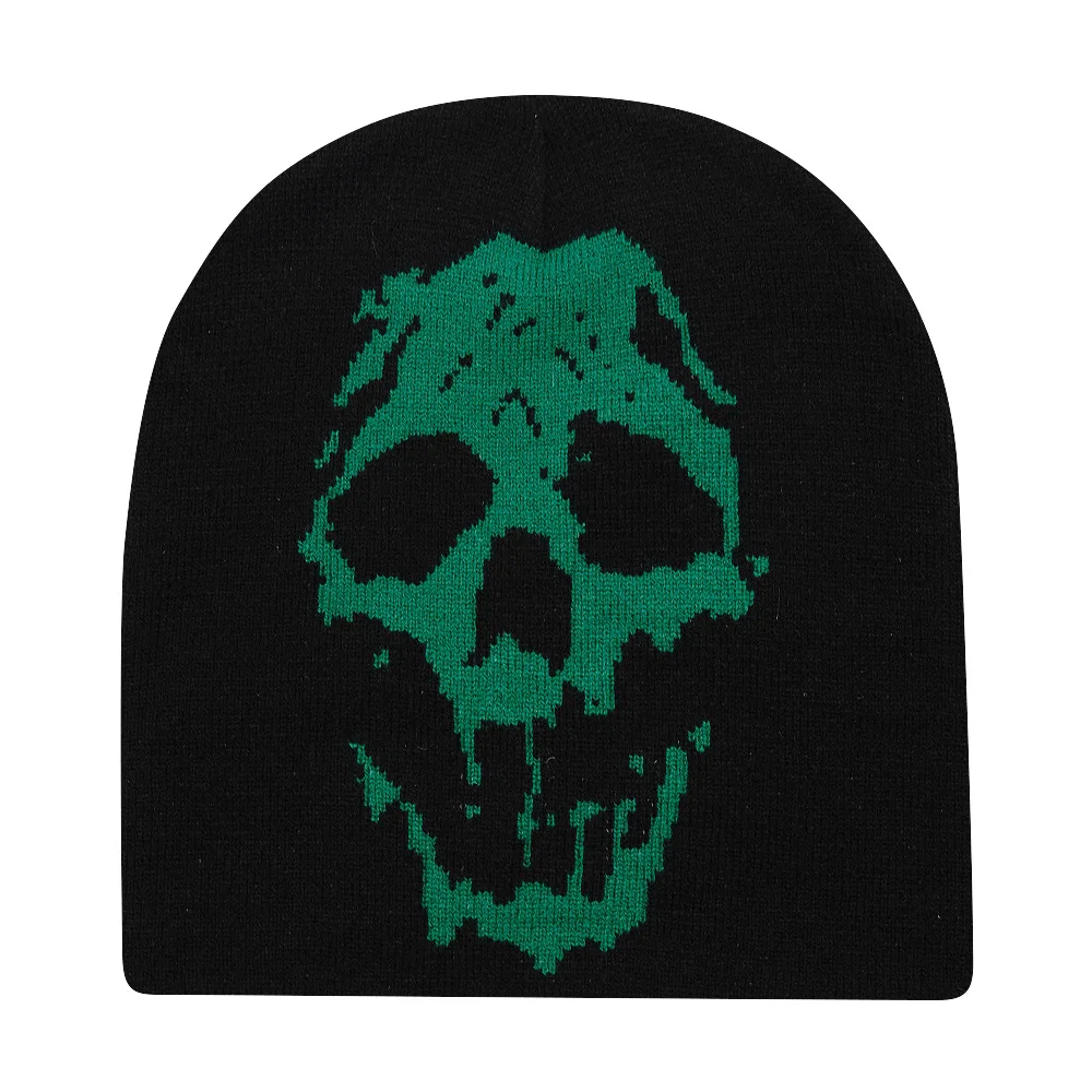 Halloween Funny Skull Print Y2K Winter Warm Knitted Hat Skullies Beanies Men Women Beanie Cargo Cap Kanye Unisex Outdoor Gorras