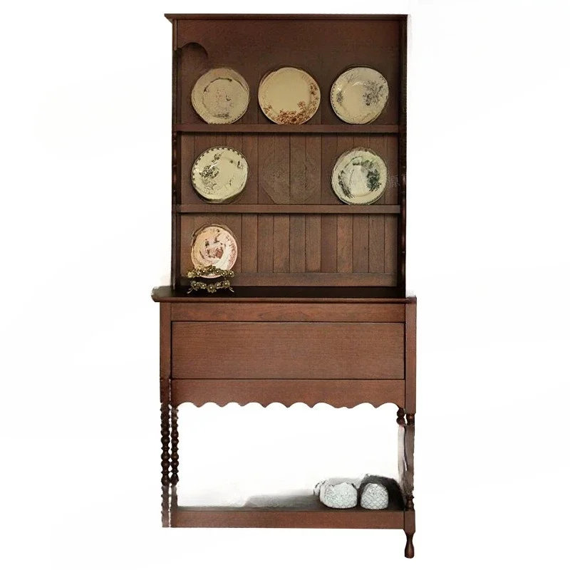 

Medieval solid wood tableware cabinet, retro storage cabinet, decorative cabinet wine cabinet, cafe home kitchen