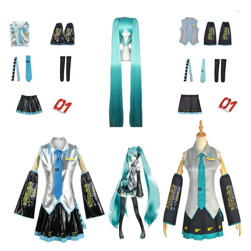 

Аниме Vocaloid косплей Hatsune MIKU VOCALOID платье горничной Miku одежда косплей Рождественская вечеринка Хэллоуин косплей парик полный комплект ткани