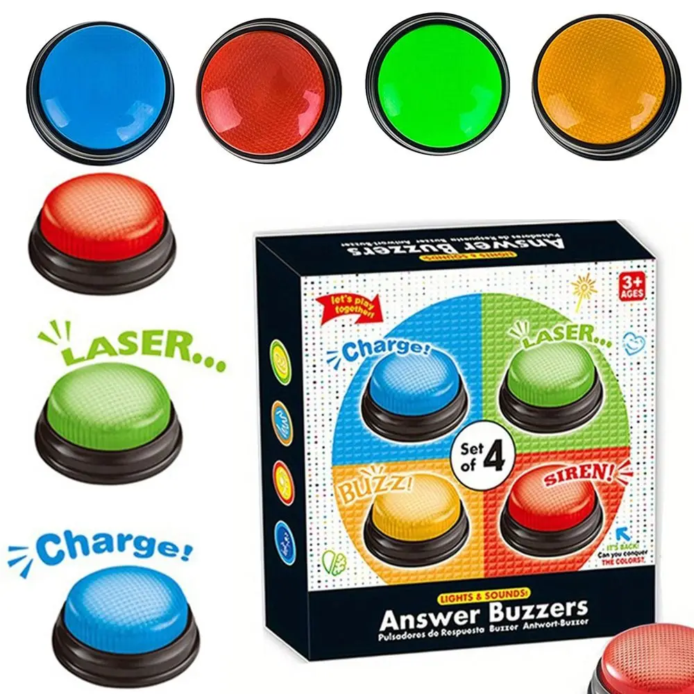 4pcs 4Colors Answer Buzzers with Lights and Sound Trivia Games Game Show Buzzer Buttons Family Feud Jeopardy Buzzer