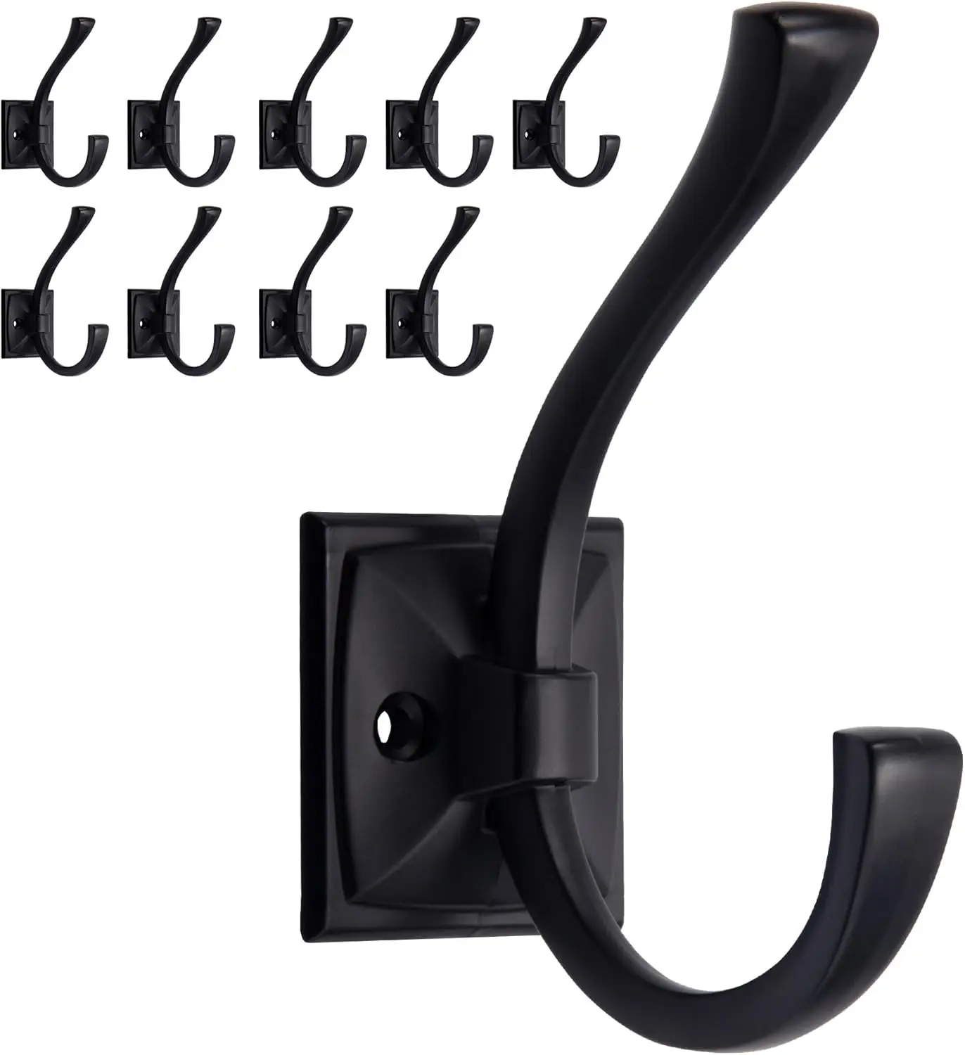 

Набор из 10 антикварных настенных крючков - матовые черные двойные крючки для пальто, полотенец, ключей, для прихожей, ванной, спальни