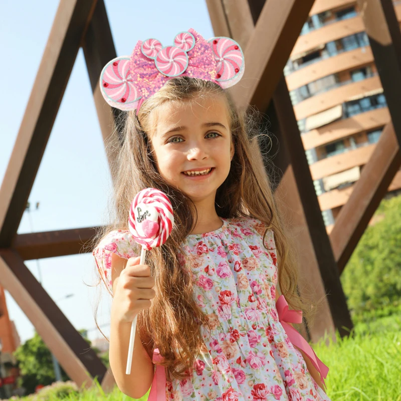 عيد ميلاد الفتيات عيد الميلاد ميكي ماوس الأذن Headbands للنساء حفلة إكسسوارات الشعر ميني ماوس الترتر الانحناء العصابات الشعر هدية طفل #6