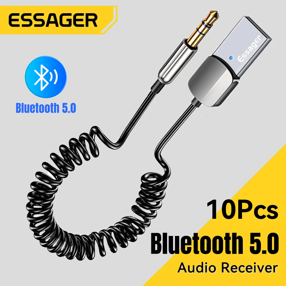 

Essager 10Pcs USB Bluetooth Aux Adapter Dongle USB To 3.5mm Jack Audio Wireless Handsfree Kit For Car Receiver USB Transmitter
