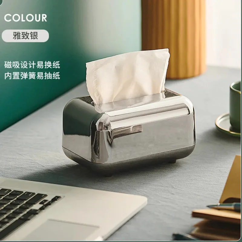 

2025 Luxury Golden Tissue Boxes Storage Napkin Holder Paper Case Glossy Craft Desktop Tissue Office Desk Decoration