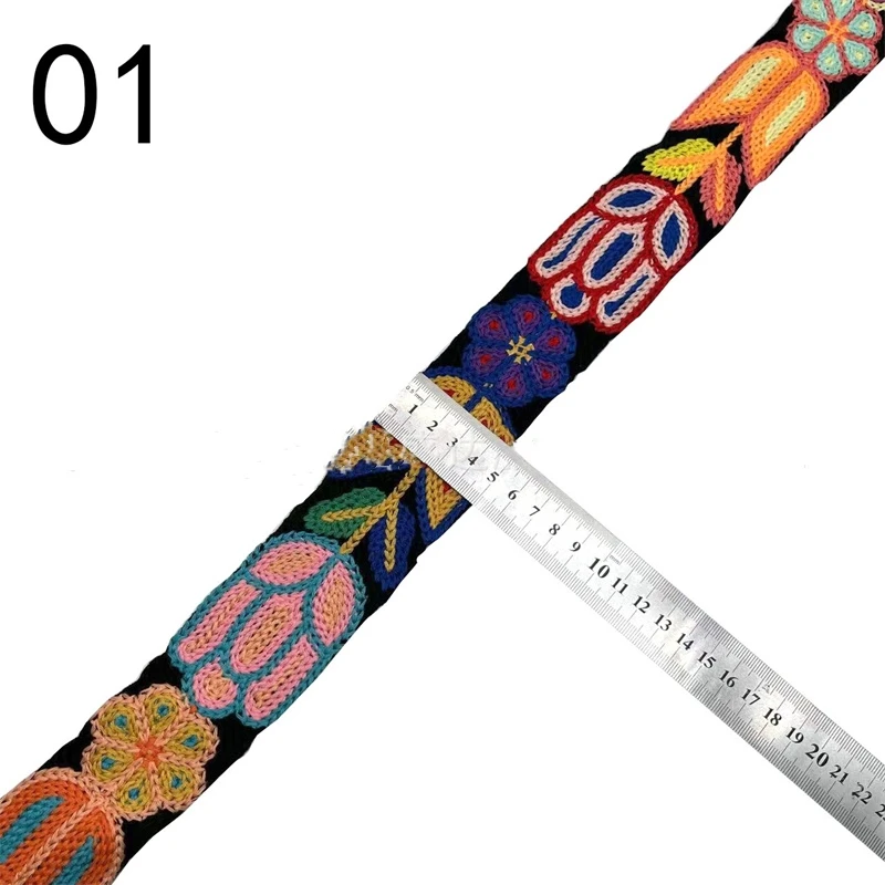 1 Yards Ethnic Style Embroidery Lace Ribbon Dress Collar Neckline Trim Clothes Bag DIY Sewing Decor