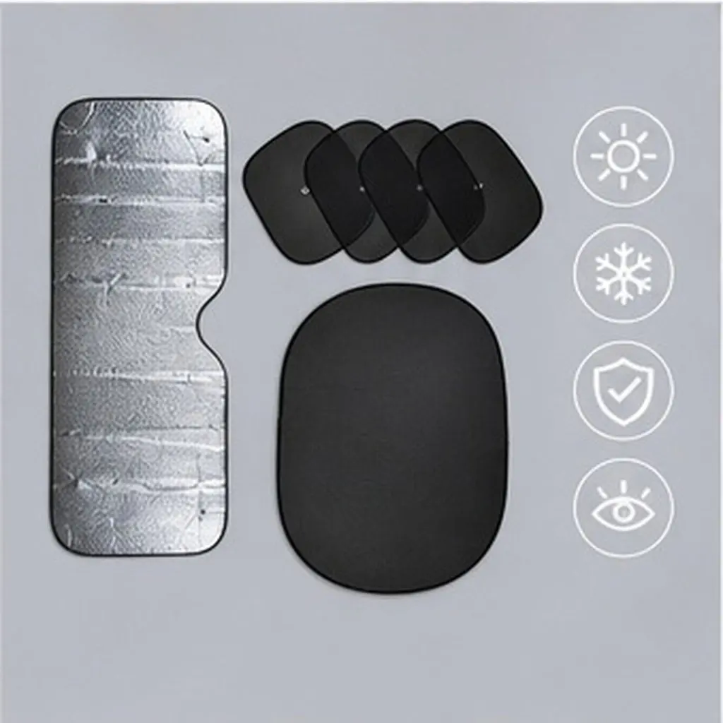 6Pcs Complete Car Sunshade Set 1 Front 4 Side 1 Back Uv Protection Cool Cabin Auto Sunshades Windshield Cover Car Sun Shade