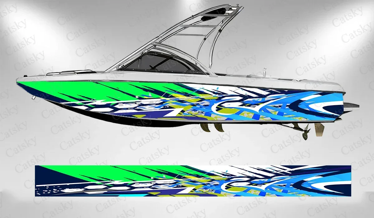 

Red blue flame abstract graphics Boat sticker vinyl boat pontoon deck boat fishing self adhesive decorative pontoon boats decal