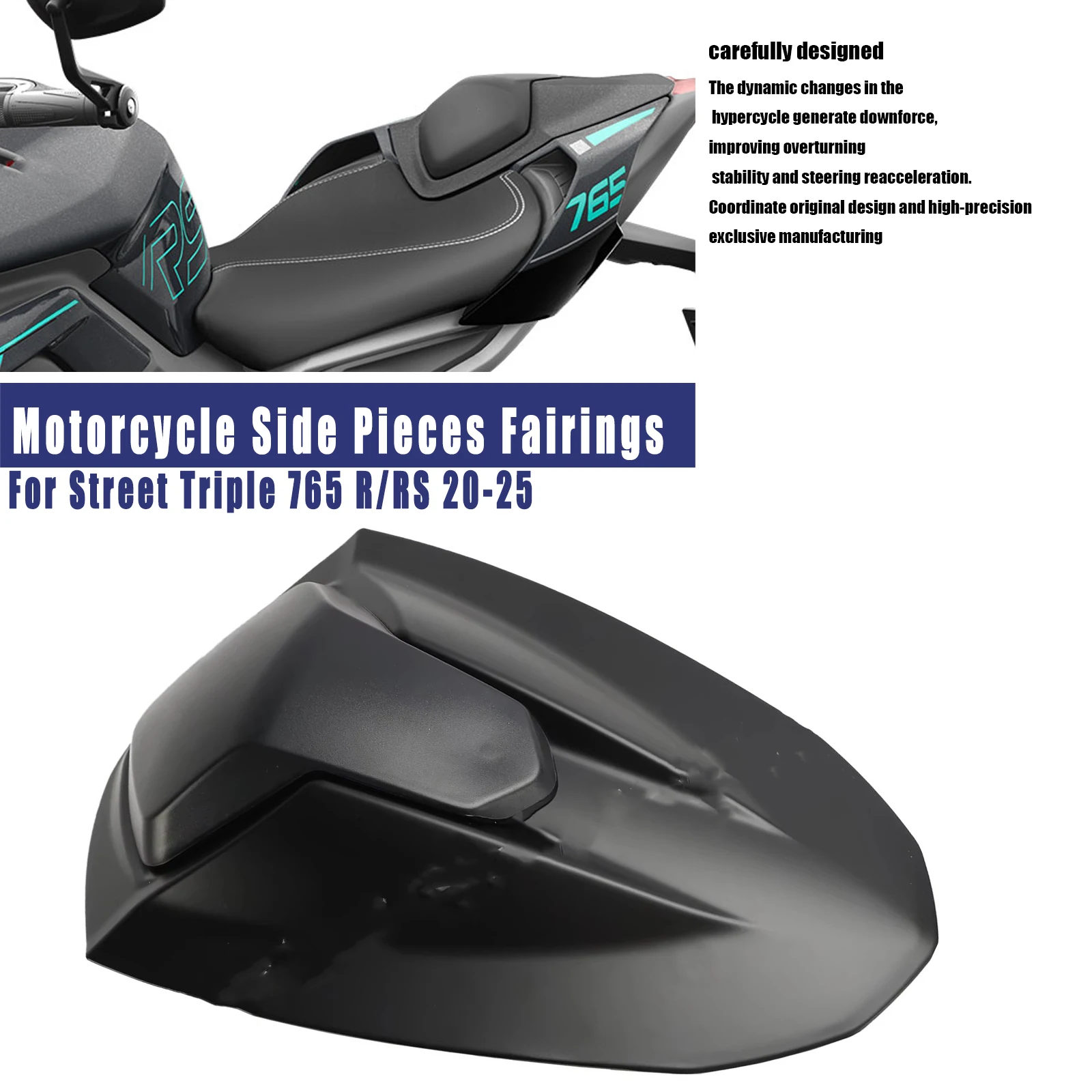 Motorcycle Passenger Rear Seat Cover Cowl For Street Triple 765 R/RS 2020 2021 2022 2023 2024 2025 ABS Carbon Fiber