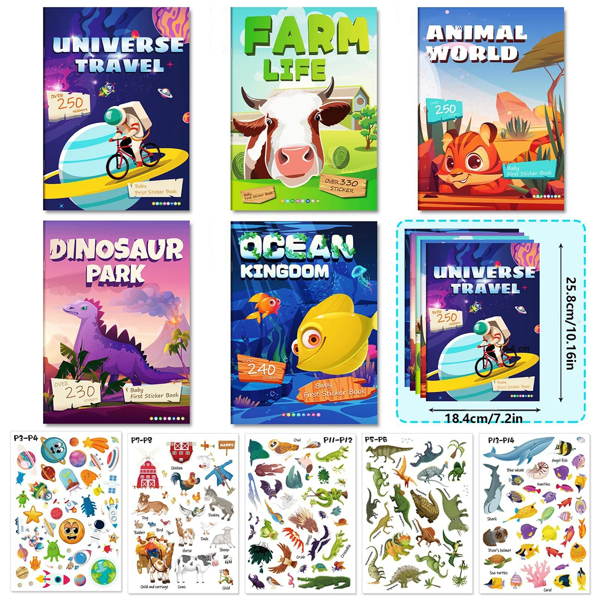 5pcs Children's Enlightenment, Material Recognition, Quiet Books, Focus, Potential Development, Stickers, Interactive Toys