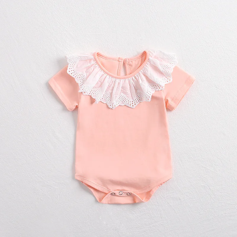 

INS summer new baby girl ha clothing lace collar package fart baby climb clothes conjoined at the pure cotton short sleeve