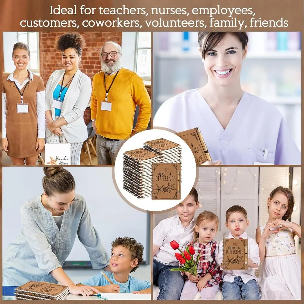 ヒトデをテーマにしたA5スパイラルノートと竹製ペンのセット：スタッフやボランティアへの感動的なクリスマスプレゼント