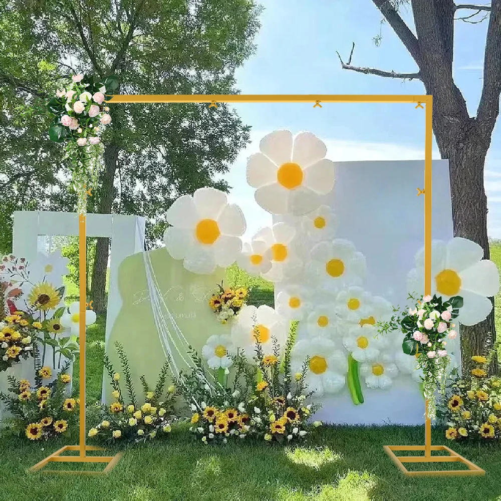 3M*3M Rechteckiger Eisen-Metall-Hintergrundständer, für Hochzeit Geburtstag Party Babyparty Abschlussfeier, Innen- und Außendekoration für Festivals – Detail 1