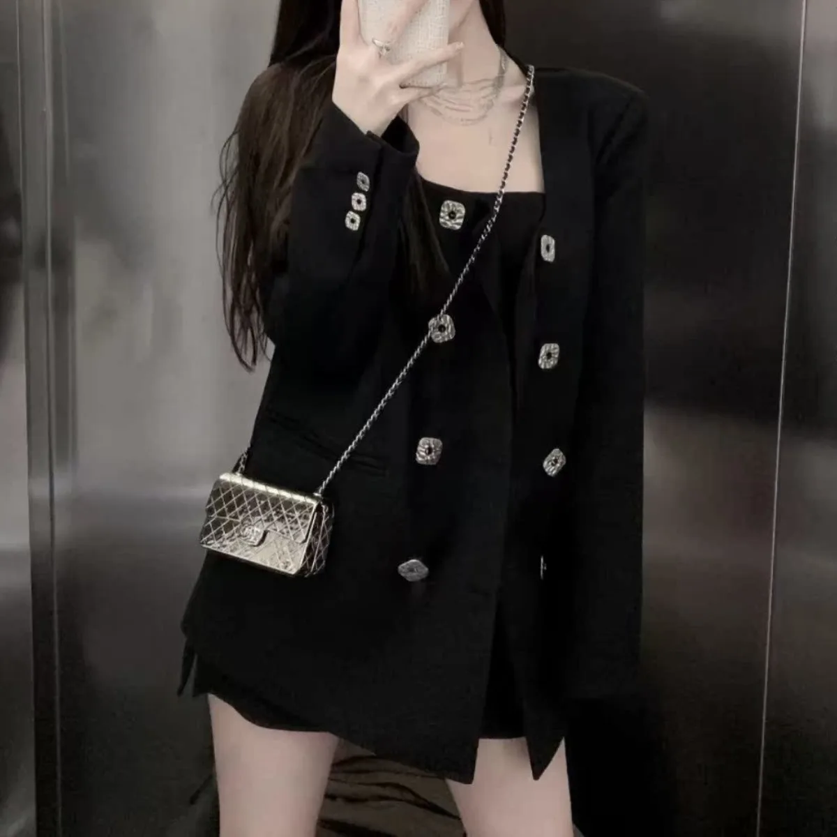 سترة نسائية كاجوال مزدوجة الصدر كبيرة الحجم من KWTX برقبة مربعة أنيقة وبسيطة ومريحة لخريف 2025 #2