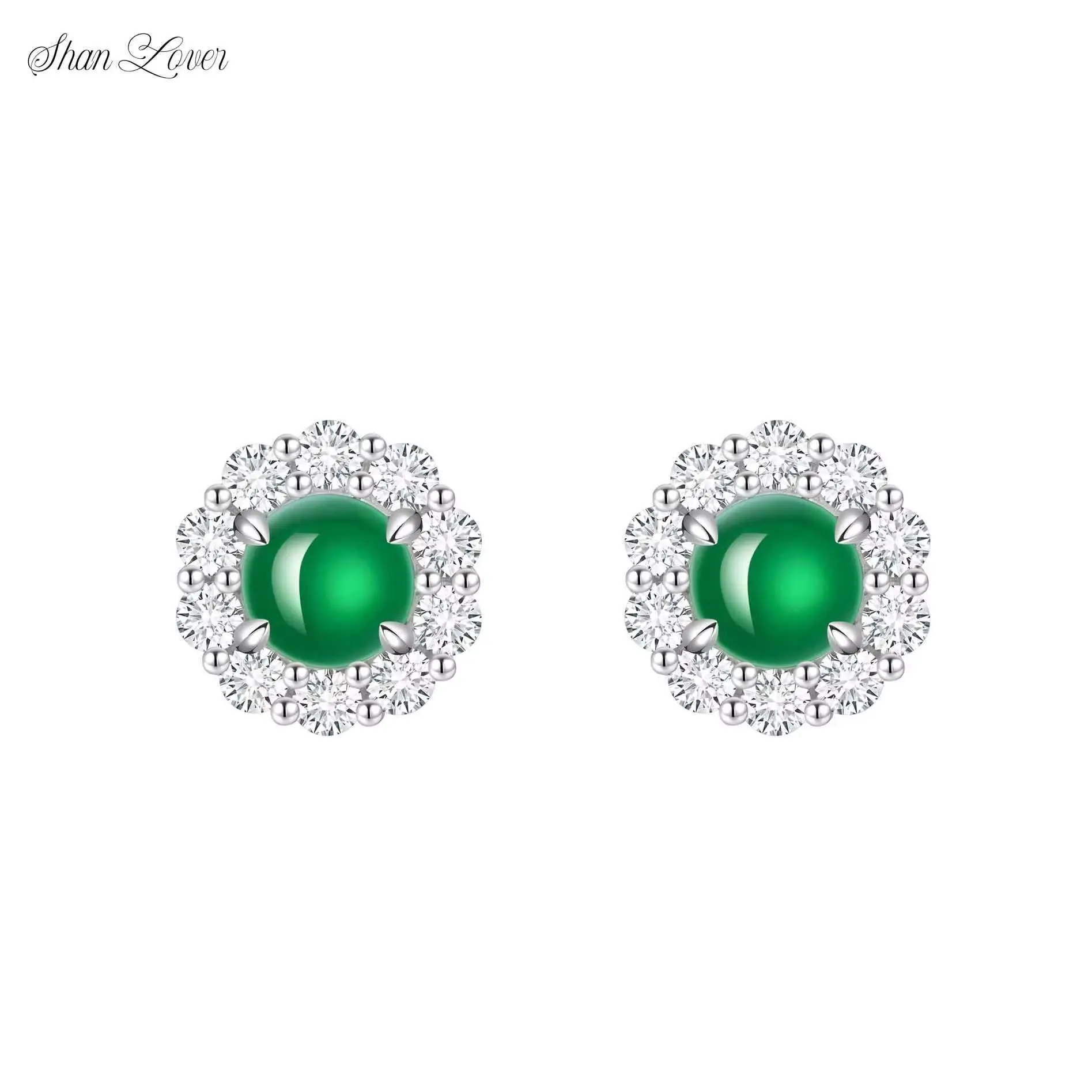 

Бренд ShanLover, серьги-гвоздики, новые продукты, женские элитные серьги для поездок на работу, китайский стиль, поверхность яйца, халцедон, серебро 925 пробы