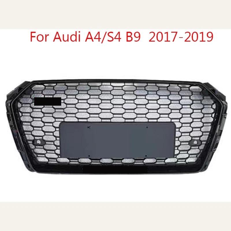 

For RS4 Style Car Front Sport Hex Mesh Honeycomb Hood Grill Gloss Black Fit for Audi A4/S4 B9 2017 2018 2019 Car Styling No log