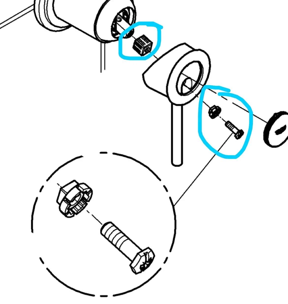 Bosk wastafelkraan installatieaccessoires, één witte ring + één schroef