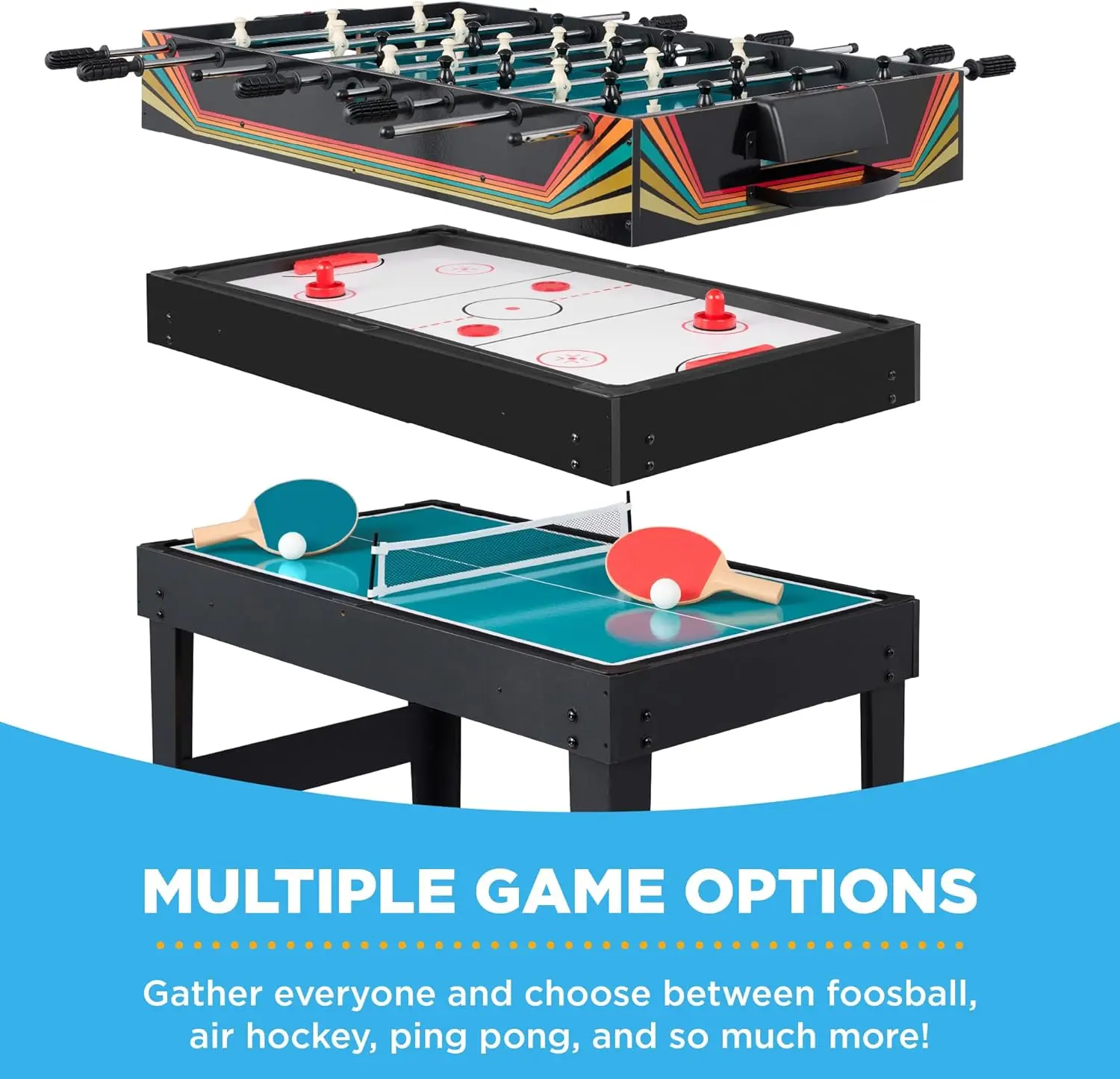 Choice Products Conjunto de mesa de jogo combinado 10 em 1 de 2 x 4 pés para casa, sala de jogos, amigos e família com hóquei, pebolim, piscina, shuffleboard,