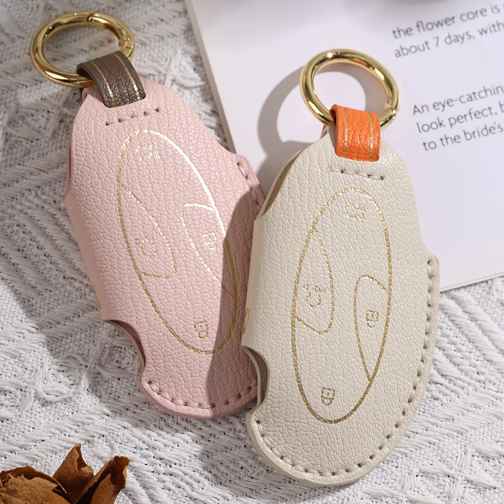 5 7 Bottons Leather Car Key Case Fob Cover for Hyundai Ionic 6 Grandeur GN7 Kona Ev 2023 Accessories