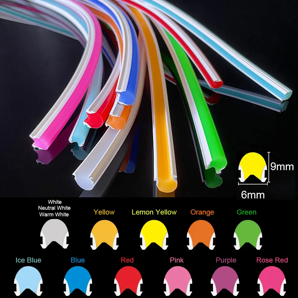 6mm Flexible Bendable DIY Sign Separate Silicone Neon 12 Colors DC12V 2835 120LEDs/m Led Strip Light