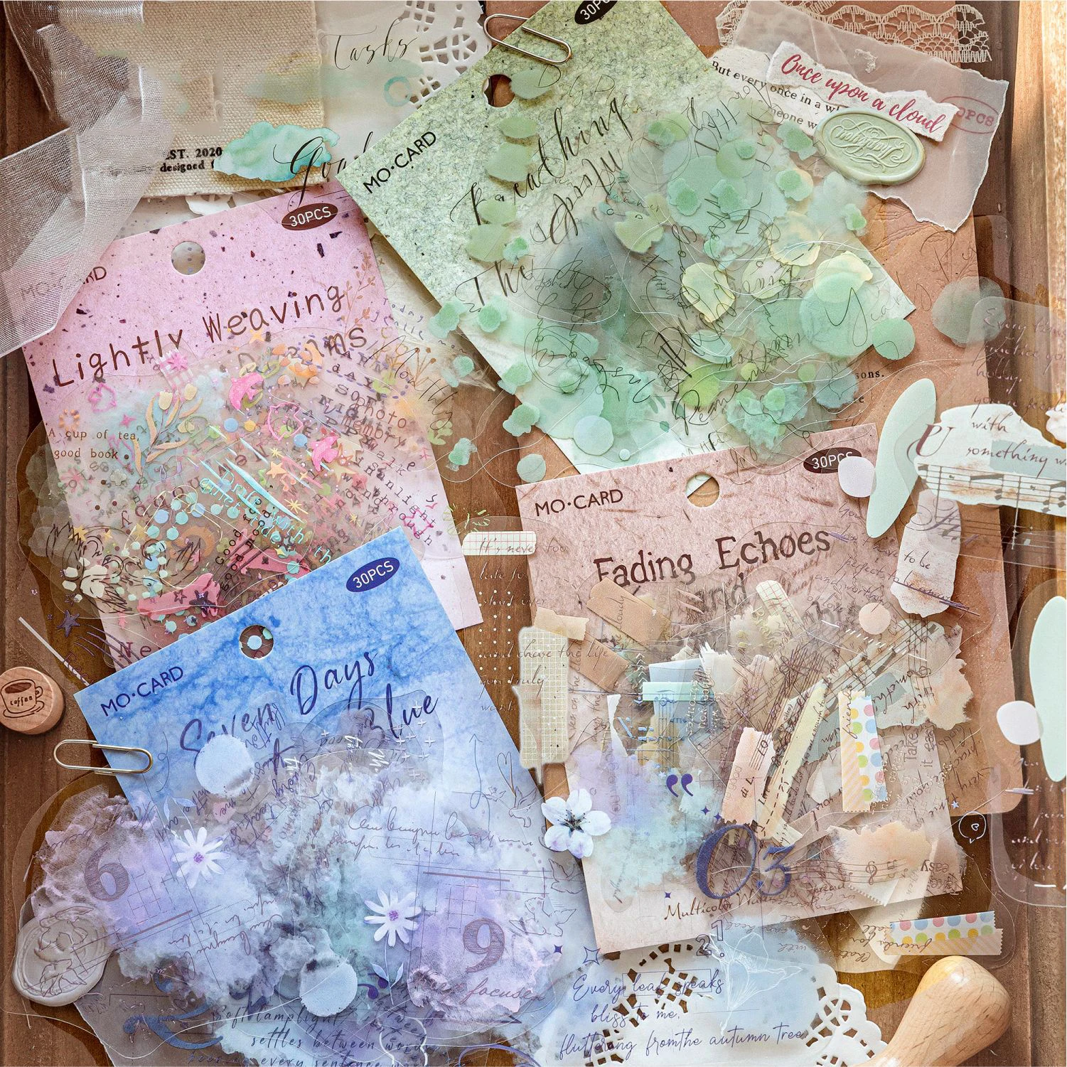 Multicolor Watercolor Shop Series Vintage Number Smudge Landscape PET Sticker Creative DIY Journal Material Collage Stationery
