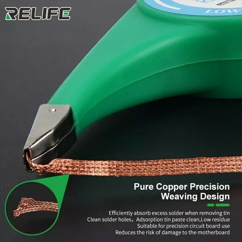 Relife Desoldering Braid Welding Solder Remover Wick Wire 1.5mm 2mm 2.5mm 3mm 3.5mm Width 2.0M Length BGA Soldering Repair Tool