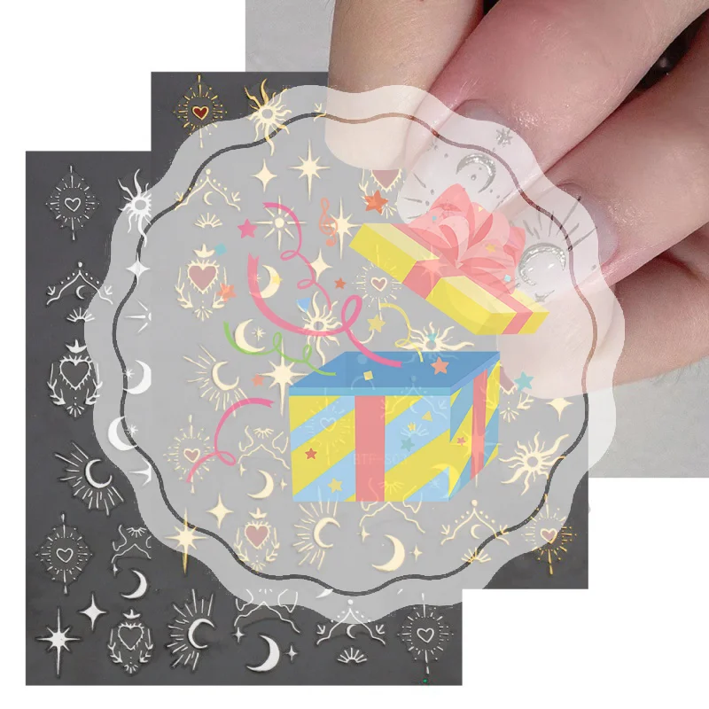 

3D Heart Stickers For Nails Valentines Day Decorations Butterfly Manicure Decals