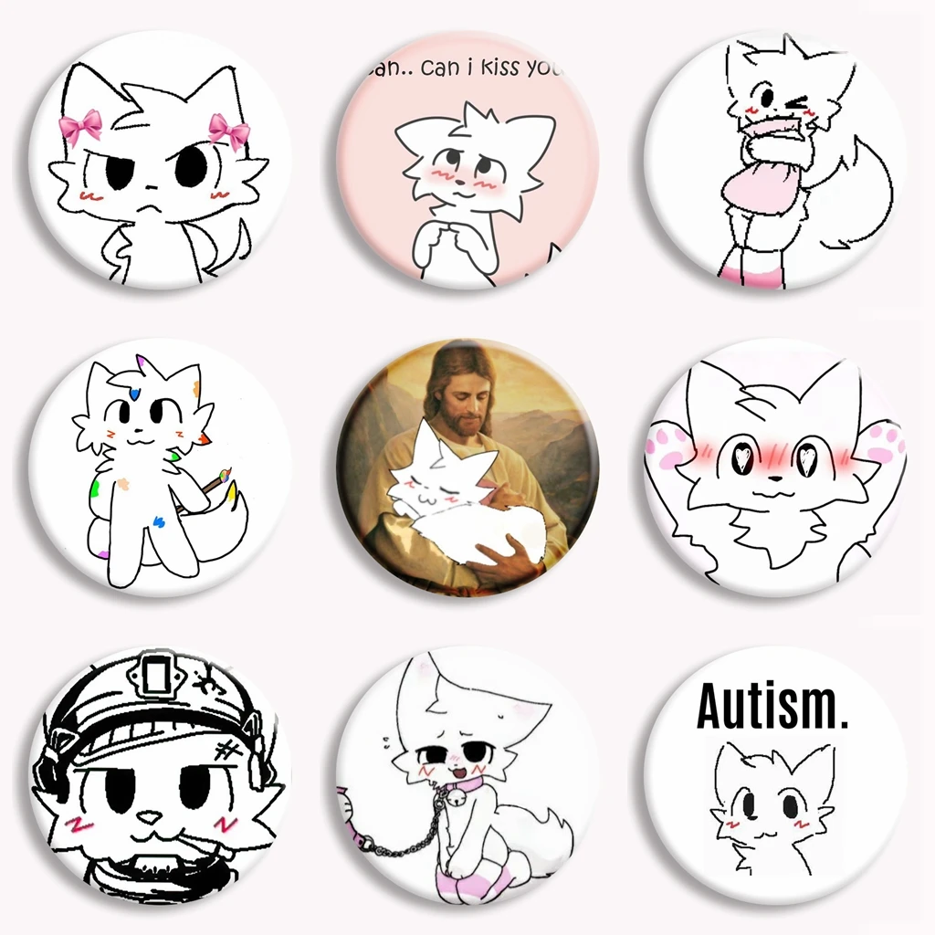 Boykisser Silly Cat Meme Soft Button Pin Autism Cats Meme Can I Kiss You Funny Brooch Badge Kawaii Bag Decor Friends Gifts