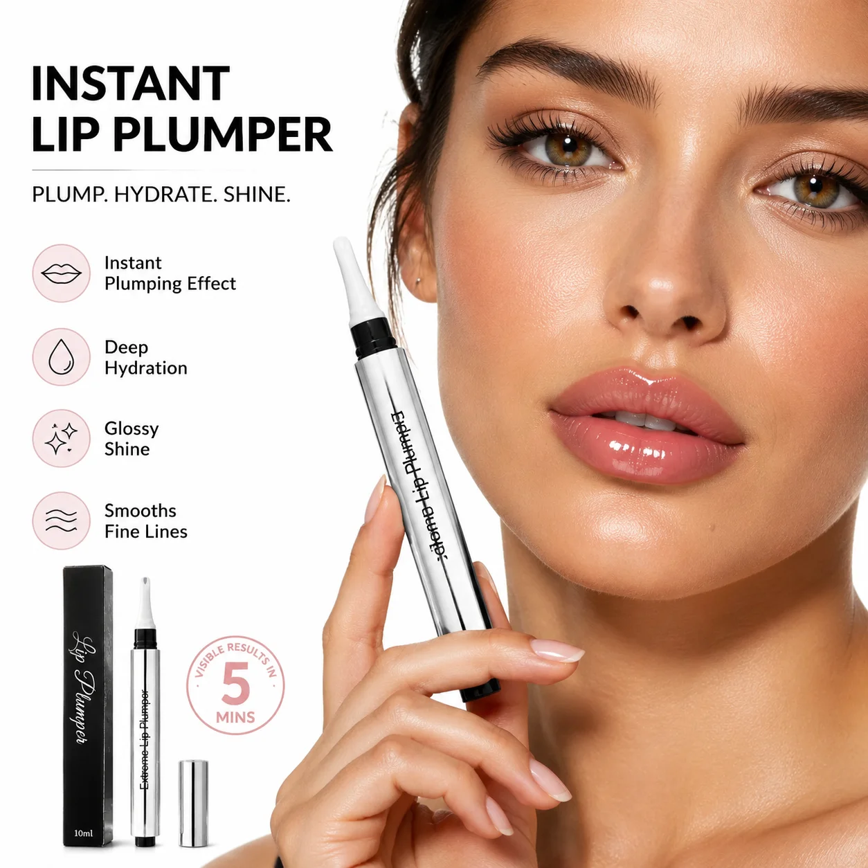 Extreme Lip Plumper Gloss, Instant Volumizing Lip Plumping Serum, Deep Hydrating Shiny Lip Treatment for Fuller Lips