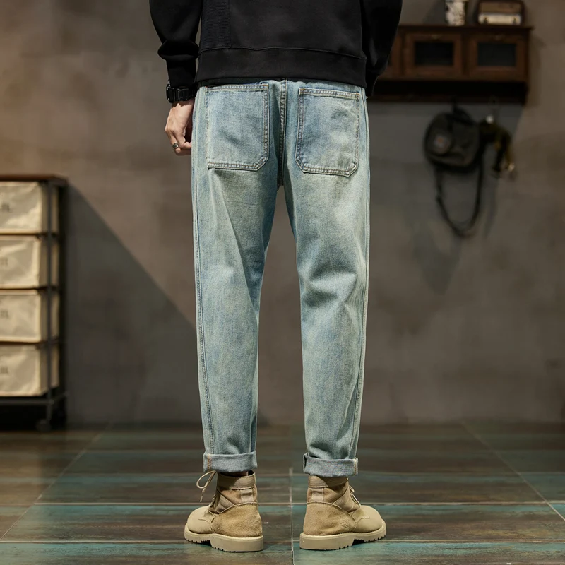メンズジーンズ バギーパンツ ルーズフィット レトロブルー ハーレムパンツ ヴィンテージ服 メンズ 大きいサイズ 男性用デニムパンツ オーバーサイズ 42