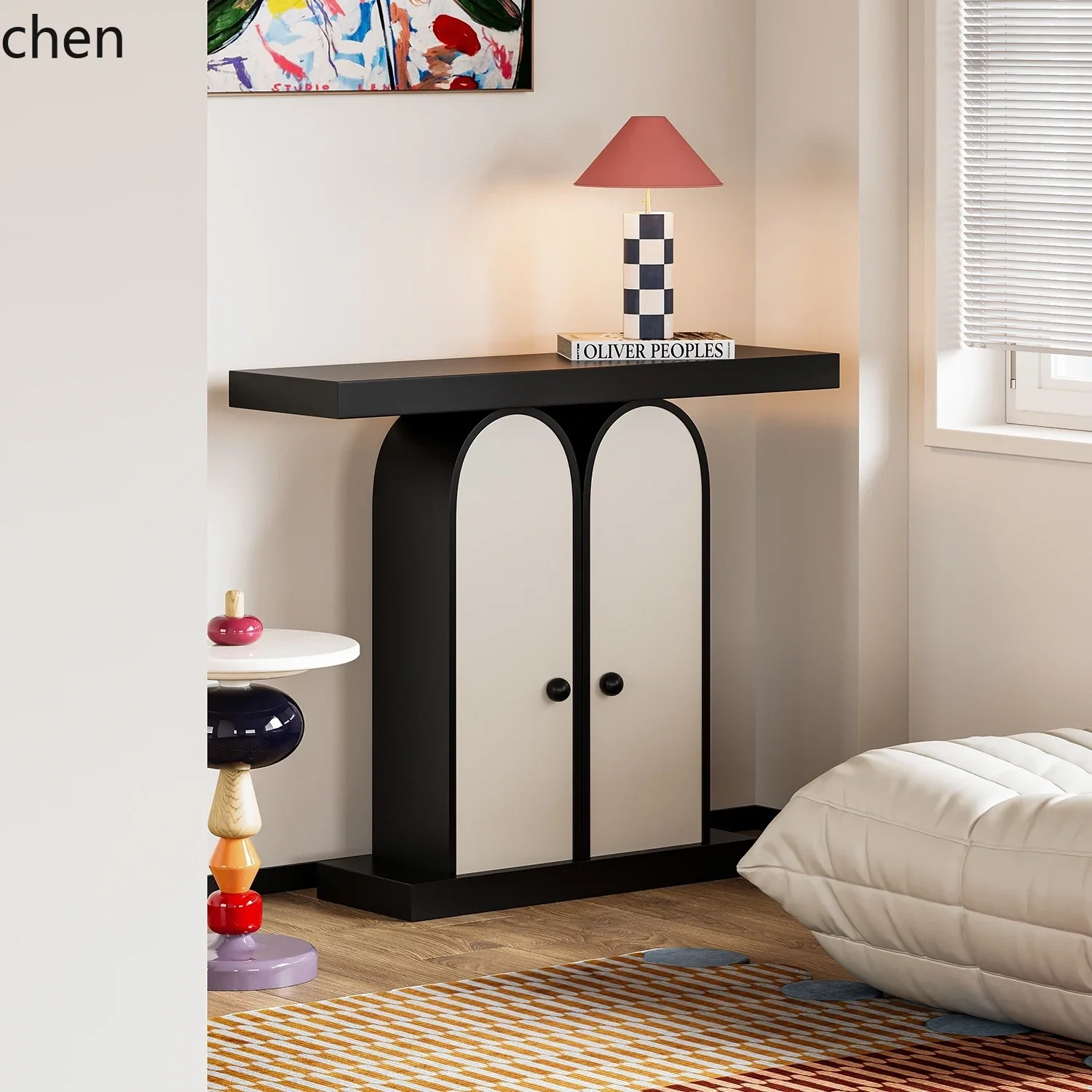 HT light luxury creative art desk model house aisle corridor balcony multi-functional storage entrance living room decoration