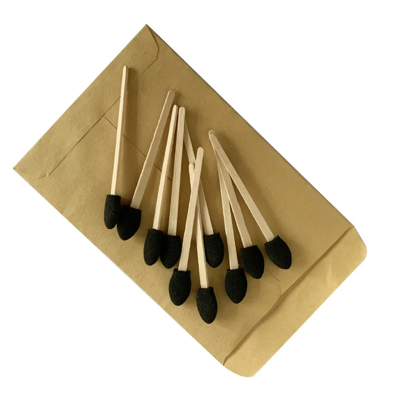 1000 houten handvat oogschaduw applicator sticks wegwerp schuim make-up borstel spons dubbelzijdige spons cosmetische penselen
